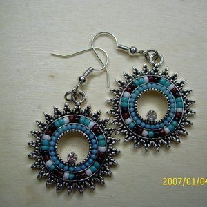 Native American Style Silver & Beaded Circle Set